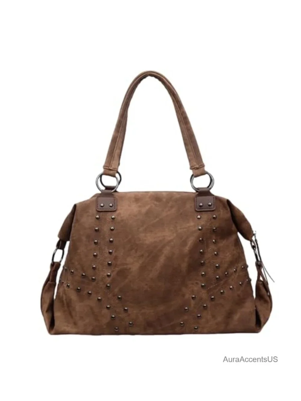 Studded Faux Leather Tote Handbag Top-Handle Hobo Y2K Shoulder Bag Punk Purse